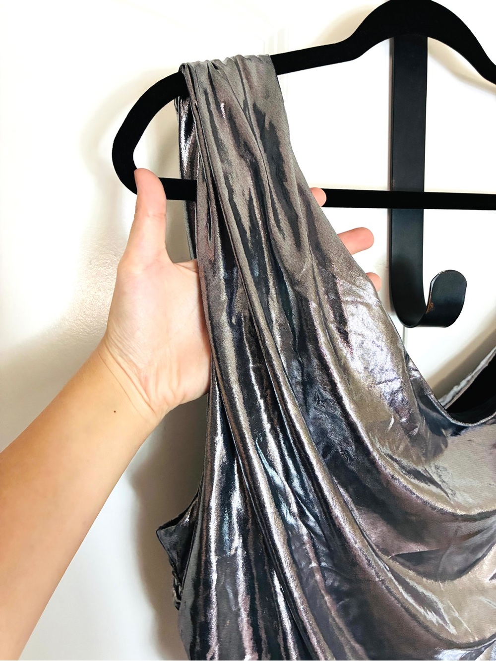 Fashion Nova Silver Metallic One-Shoulder Dress NWT 2X - Picture 6 of 16